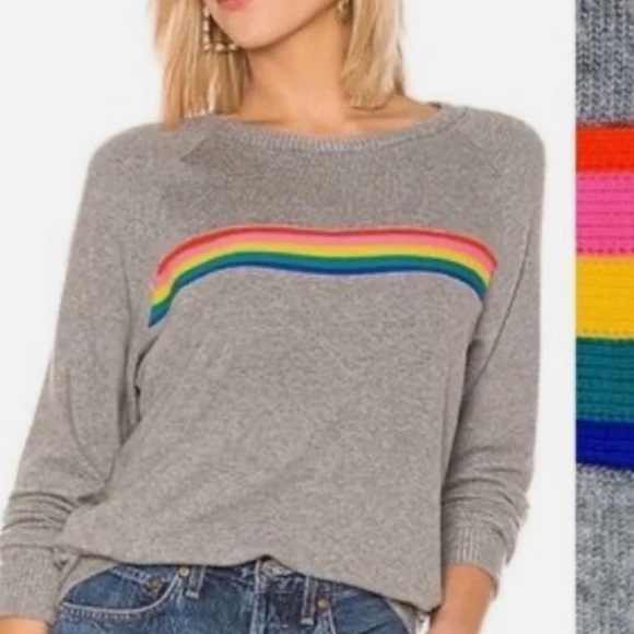 LNA Grey Rainbow Stripe Sweatshirt - Picture 4 of 7